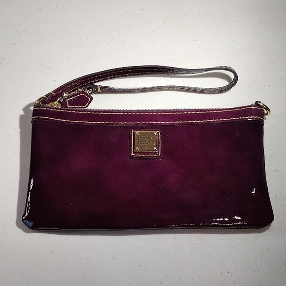 Dooney & Bourke Handbags - Dooney & Bourke Deep Purple Patent Leather Wristlet Mini Purse